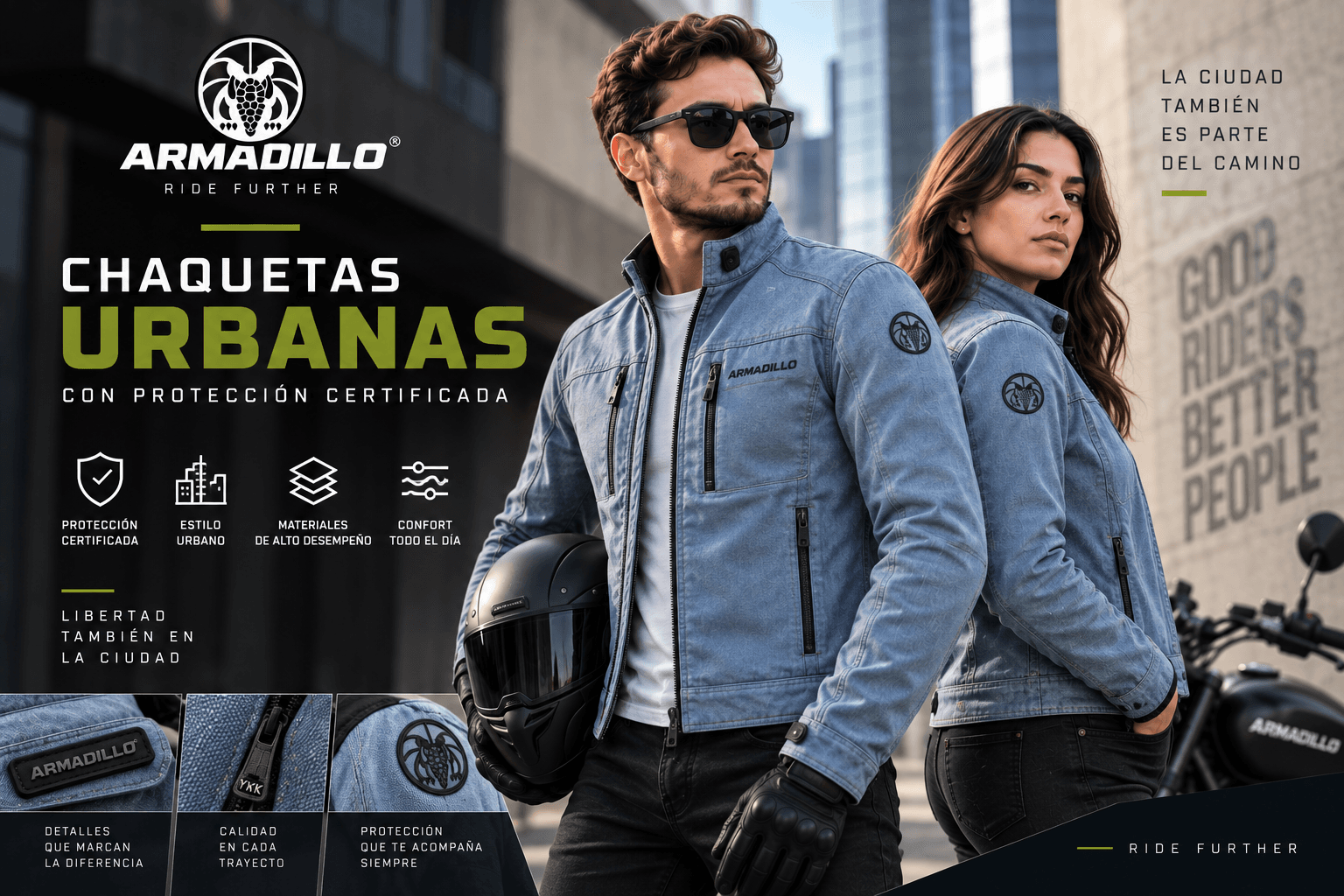 Línea Chaquetas Urbanas con protección Armadillo Moto EC
